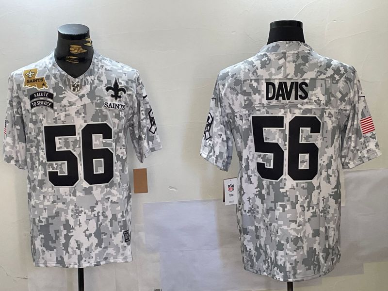 Men New Orleans Saints #56 Davis Nike Arctic Camo 2024 Salute to Service Limited NFL Jersey style 2